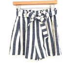 Fashion on Earth Striped Belted Paperbag Waist- Size S