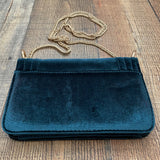 Urban Expressions Teal Velvet Gold Chain Handbag