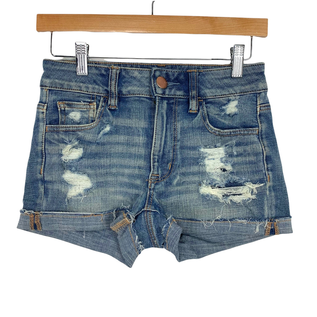 American Eagle Outfitters Super Stretch Distressed High Rise Shortie S –  The Saved Collection