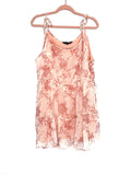 Amaryllis Peach/White Floral Overlay Shoulder Tie Dress- Size XL
