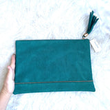Neiman Marcus Green Tassel Clutch NWT