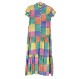 Briton Court Multi Color Gingham Button Up Maxi Dress NWT- Size XS