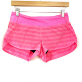 Lululemon Bright Pink Stripe Speed Shorts- Size 4
