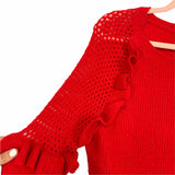 Express Red Ruffle/Bubble Sleeve Sweater- Size S