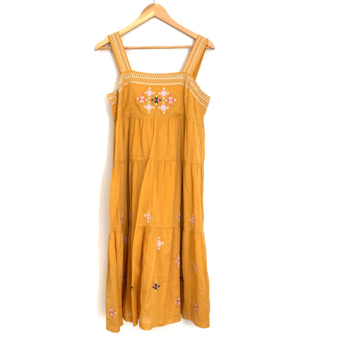 Madewell Mustard Primrose Embroidered Dress- Size 2