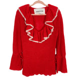 Andersson Bell Red with White Trim Wool Blend Ruffle Sweater- Size XS (sold out online)
