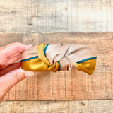 No Brand Mocha/Mustard Color Block with Teal Stripe Top Knot Headband