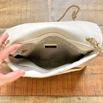 Urban Expressions Cream Leather Envelope Clutch with Chain Strap NWOT