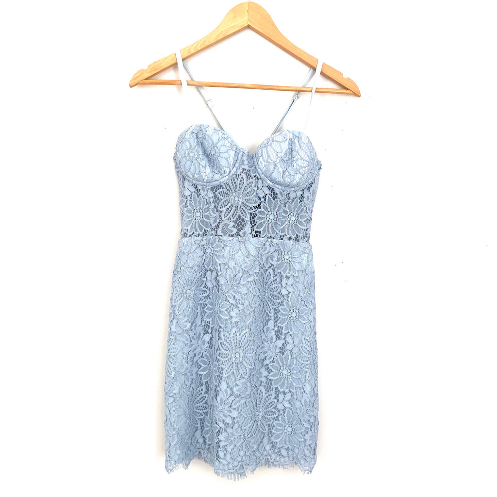 NBD X Naven Blue Lace Bra Top Dress with Sheer Center NWT- Size XS NBD X Naven Blue Lace Bra Top Dress with Sheer Center NWT- Size XS