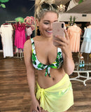 EN LA Neon Yellow Mesh Wrap Skirt- One Size