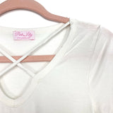 Pink Lily White Criss Cross Front Soft Top- Size S (see notes)