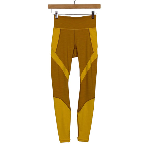 Lululemon Yellow/Mustard Color Block Leggings- Size 4 (Inseam 27
