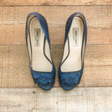 Jimmy Choo Blue/Black Circle Open Toe Heels- Size 40.5 (See Notes)