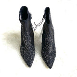 Express Black Sheer Side Rhinestone Bootie Heels NWT- Size 7