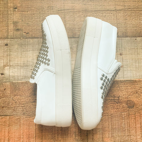 Steve Madden White Studded Slip On Sneakers- Size 7.5