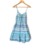 LOFT Beach Green and Blue Floral Print Dress- Size XXS