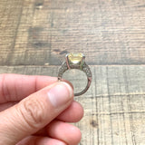 No Brand Single Yellow Stone with Rhinestone Ring- Size 6