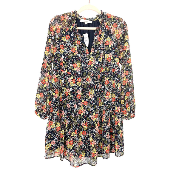 loft blue floral dress Loft Leafed Twist Double V Midi Dress Size 12 Daring Cobalt Women's
