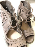 Vince Camuto Perforated Lace Up Suede Ankle Booties (Small flaw-see pics) Size 8