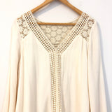 Entro Cream Crochet Detail Dress- Size S