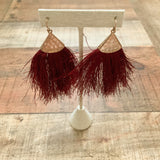 Gold and Burgundy Statement Earrings