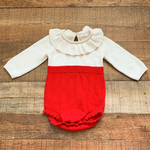 Baby Cat & Jack White/Red Sweater Romper- Size 3-6M