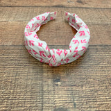 Lisi Lerch White/Pink Animal Print Knot Headband