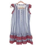 Sail to Sable Navy/White Stripe Red Ric Rac Trim Dress NWT- Size XS