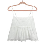 Abercrombie & Fitch White Spaghetti Strap Eyelet Top- Size M