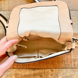 Marc Jacobs Tan Leather Crossbody with Black/White/Metallic Gold Strap