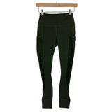 Fabletics Forest Green with Pockets and Mesh Detail Leggings- Size ~S (Inseam 26”, see notes)