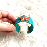 No Brand Turquoise and Coral Starfish Cuff Bangle