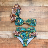 Mojito Safari/Leopard Print Ruffle Bikini Bottoms NWOT- Size L (we have matching top)