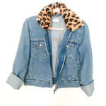 XLE Denim Jacket with Animal Print Faux Fur Collar- Size S (sold out online)