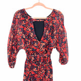 Sadie and Sage Red Floral Belted Open Back Romper NWT- Size M