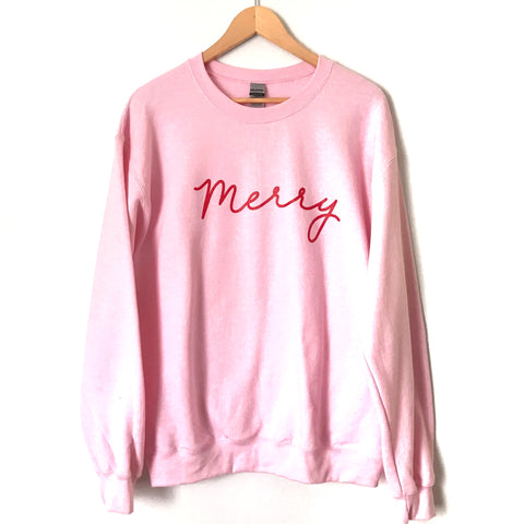 Gildan "Merry" Pink Heavy Blend Sweatshirt- Size M
