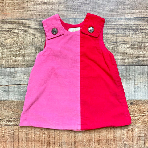 The Beaufort Bonnet Company Red/Pink Corduroy Jumper Dress- Size 12-18M