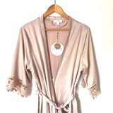Le Rose Bloush Pink Satin Lace Trim Robe NWT- Size XS/S
