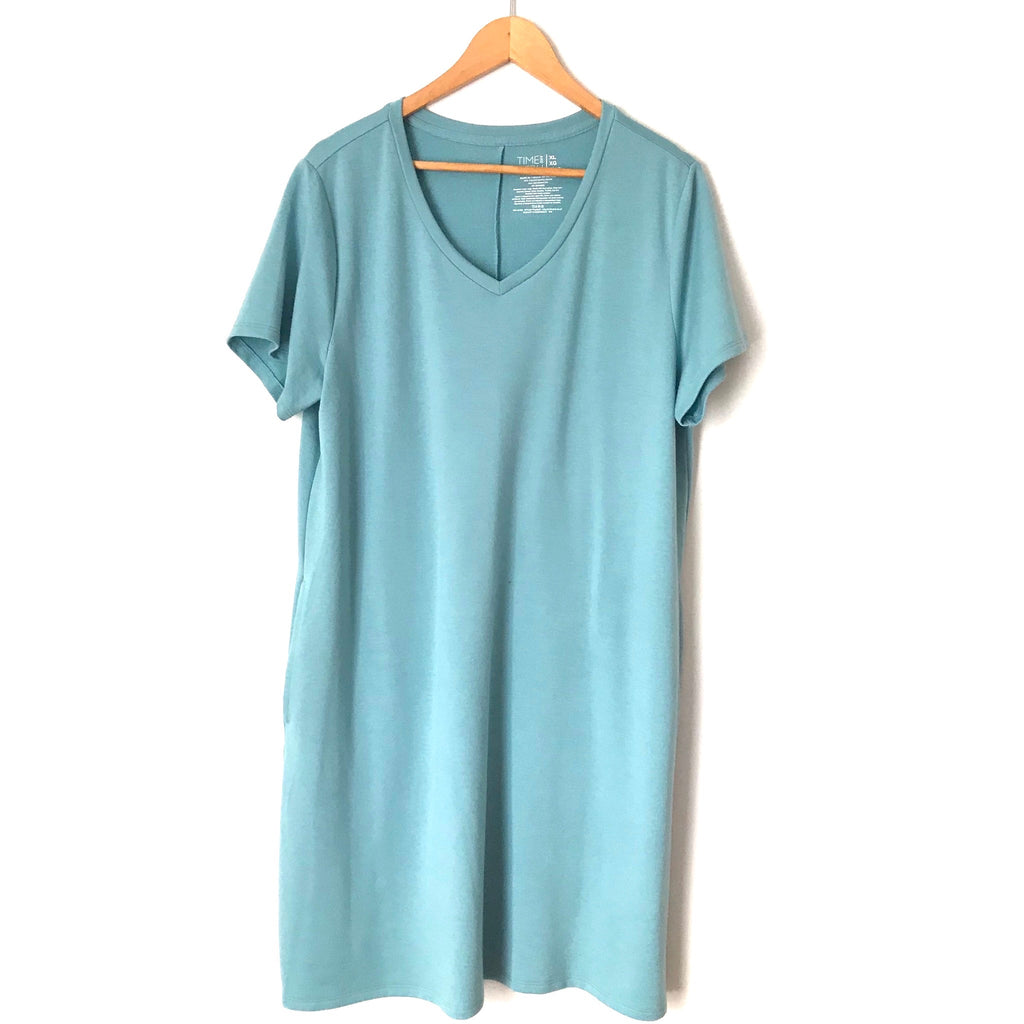 Time & Tru Blue V Neck T Shirt Dress- Size XL The Saved Collection Time & Tru Blue V Neck T Shirt Dress- Size XL The Saved Collection