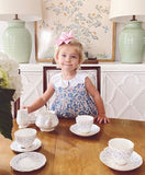 Pukatuka Blue/Pink Floral with White Scalloped Collar Sleeveless Dress- Size 2 (see notes)