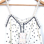 Free People Ivory & Black Heart Tank with Button Detail NWT- Size XS