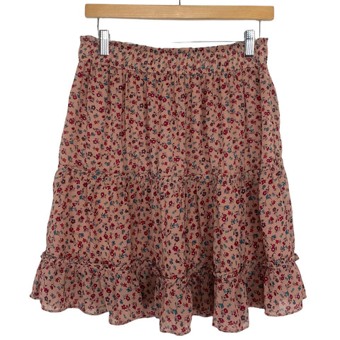 Amaryllis X Dani Austin Blush/Red/Blue Floral Flounce Skirt- Size XL