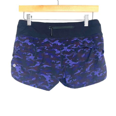 Lululemon Purple Camo Speed Shorts- Size 4