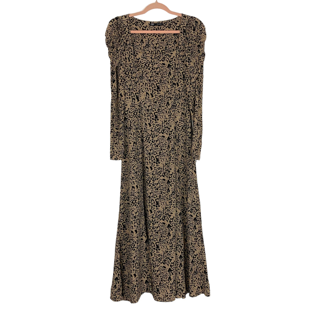 Zara Animal Print Puff Zipper Sleeve Dress- Size S The Saved Collection Zara Animal Print Puff Zipper Sleeve Dress- Size S The Saved Collection