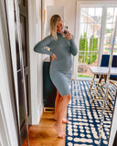 My Glo-Story Collection Blue Spruce Ribbed Turtleneck Sweater Dress- Size S/M