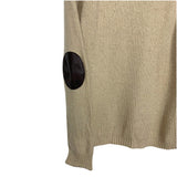 J Crew Cream Wool Blend Leather Elbow Patch Sweater- Size L (see notes)