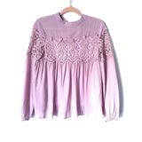 Fashion Union Purple Babydoll Crochet Blouse- Size 6 (see notes)