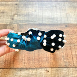 No Brand Teal Velvet with Pearls Knot Headband