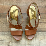 Michael Kors Leather Strap Espadrille Wedge Sandals- Size 7