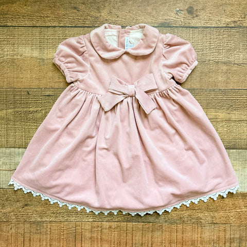 Fina Ejerique Pink Velvet Crochet Lace Trim Dress- Size 3
